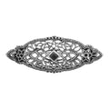 Victorian style, Black Onyx, Onyx, sterling silver brooches / pins, front view