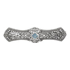 Art Deco style, Blue Topaz, sterling silver brooches / pins, front view