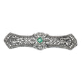 Art Deco style, Emerald, sterling silver brooches / pins, front view