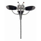Art Deco style, Garnet, White Topaz, sterling silver brooches / pins, front view