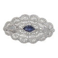 Filigree, Sapphire, sterling silver brooches / pins, front view