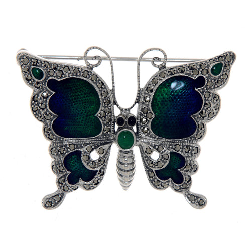 Antique style, Marcasite, sterling silver brooches / pins, front view