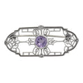 Art Deco style, Amethyst, sterling silver brooches / pins, front view