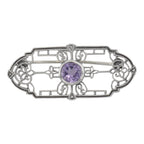 Art Deco style, Amethyst, sterling silver brooches / pins, front view