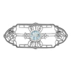 Art Deco style, Blue Topaz, sterling silver brooches / pins, front view