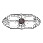 Art Deco style, Garnet, sterling silver brooches / pins, front view