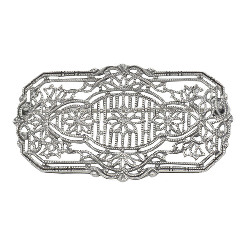 Antique style, Diamond, sterling silver brooches / pins, front view
