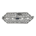 Art Deco style, Sapphire, sterling silver brooches / pins, front view
