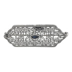 Art Deco style, Sapphire, sterling silver brooches / pins, front view
