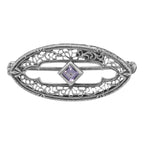 Victorian style, Amethyst, sterling silver brooches / pins, front view