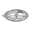 Antique style, Blue Topaz, London Blue Topaz, sterling silver brooches / pins, front view