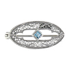 Antique style, Blue Topaz, London Blue Topaz, sterling silver brooches / pins, front view