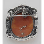 Detail view of Victorian Floral Style Cameo Pin or Pendant with Diamond highlighting Diamond