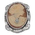Victorian style, Diamond, sterling silver brooches / pins, front view