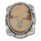 Victorian style, Diamond, sterling silver brooches / pins, front view