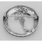 Back view of Antique Victorian Style Diamond Wreath Pin showing 925 sterling silver hallmark and pin back