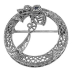 Victorian style, Sapphire, sterling silver brooches / pins, front view