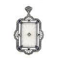 Art Deco style, Sapphire, Diamond, sterling silver brooches / pins, front view