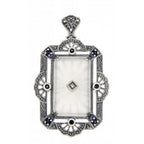Art Deco style, Sapphire, Diamond, sterling silver brooches / pins, front view