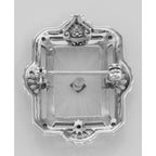 Back view of Art Deco Style Camphor Glass Sapphire / Diamond Pin / Brooch / Pendant showing 925 sterling silver hallmark and 