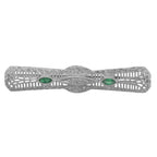 Art Deco style, Emerald, Diamond, sterling silver brooches / pins, front view