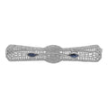 Art Deco style, Sapphire, Diamond, sterling silver brooches / pins, front view