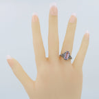 Detail view of Art Deco Style Amethyst Filigree Ring w/ Sapphire Accents Sterling Silver highlighting Amethyst, Sapphire