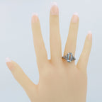 Detail view of Art Deco Style Blue Topaz Filigree Ring Sapphire Accents Sterling Silver highlighting Blue Topaz, Sapphire