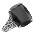 Antique style, Black Onyx, Onyx, sterling silver rings, front view