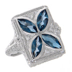 Art Deco style, Blue Topaz, London Blue Topaz, sterling silver rings, front view