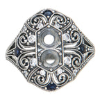 Detail view of 4.5mm Semi Mount / Sapphire Filigree Ring / White Topaz highlighting White Topaz, Sapphire