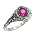 Art Deco style, Ruby, sterling silver rings, front view