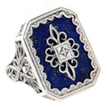 Victorian style, Diamond, Lapis, sterling silver rings, front view
