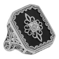 Victorian style, Diamond, Black Onyx, sterling silver rings, front view