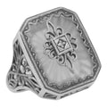 Victorian style, Diamond, Camphor Glass, sterling silver rings, front view