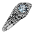 Art Deco style, Blue Topaz, sterling silver rings, front view