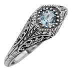 Art Deco style, Blue Topaz, sterling silver rings, front view