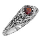 Antique style, Garnet, sterling silver rings, front view
