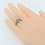 Detail view of Art Deco Style London Blue Topaz Solitaire Filigree Ring highlighting Blue Topaz, London Blue Topaz