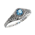 Art Deco style, Blue Topaz, London Blue Topaz, sterling silver rings, front view