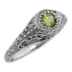 Art Deco style, Peridot, sterling silver rings, front view