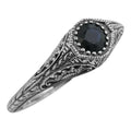 Victorian style, Sapphire, sterling silver rings, front view