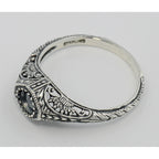 Back view of Semi Mount 4.5mm Art Deco Style Filigree Ring showing 925 sterling silver hallmark