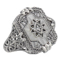 Victorian style, Diamond, Crystal, sterling silver rings, front view