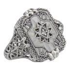 Victorian style, Diamond, Crystal, sterling silver rings, front view