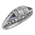 Art Deco style, Sapphire, Cubic Zirconia, sterling silver rings, front view