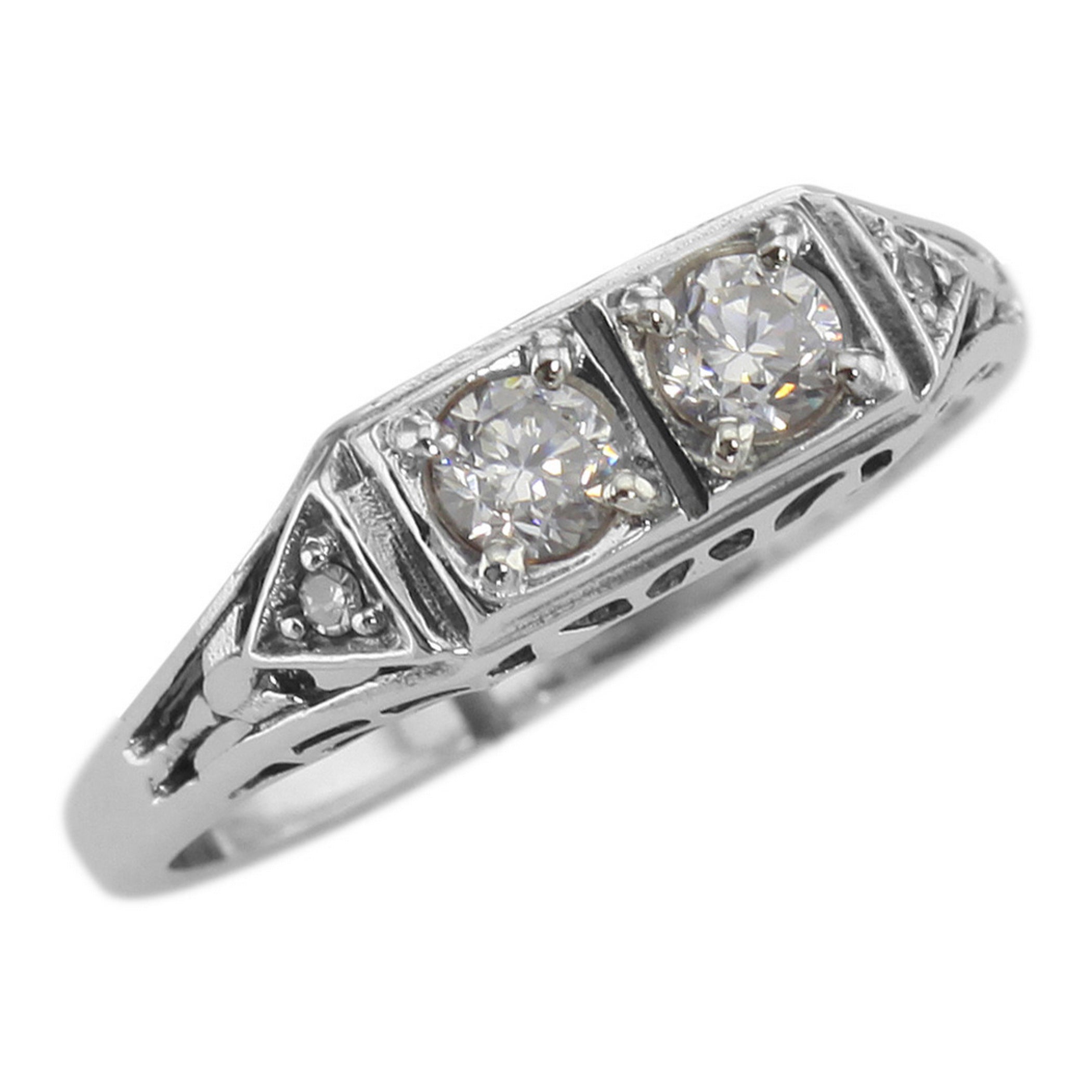 Filigree, Diamond, CZ, sterling silver rings, front view