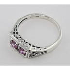Back view of CZ Vintage Style Ring w/ 2 Diamonds showing 925 sterling silver hallmark