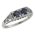 Art Deco style, Sapphire, Diamond, sterling silver rings, front view
