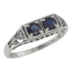 Art Deco style, Sapphire, Diamond, sterling silver rings, front view
